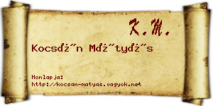 Kocsán Mátyás névjegykártya